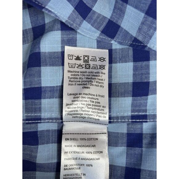 UNTUCKit Mariano WF Baby Blue Gingham All Cotton Button Down Shirt Men’s Size L - Picture 10 of 13